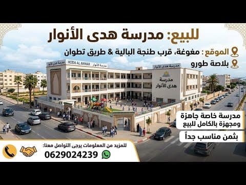 مدرسة للبيع في طنجة موقع ممتاز في مغوغة قرب طنجة البالية وطريق تطوان وبلاصة طورو 1