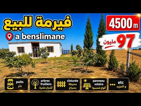97 مليون فقط فيرمة مسجلة محفظة🇲🇦للبيع من بنسليمان📍4500متر أشجار الطاقة الشمسية | البير و الثمن هوتة🚨 1